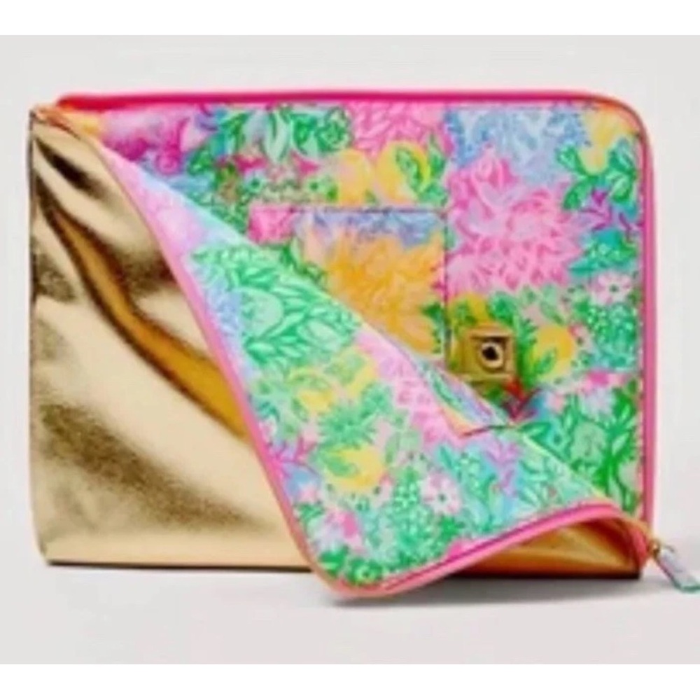 Lilly Pulitzer Travel Organizer Gold with Floral Design NEW